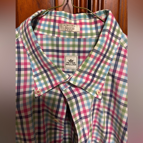 Peter Millar Multi-colored Plaid Button Down Shirt XL - Picture 2 of 4